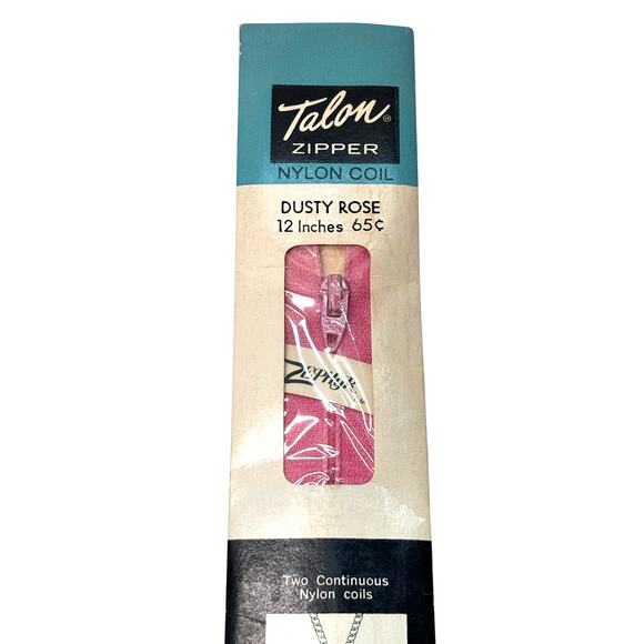 Vintage Talon Zipper Nylon Coil 12 inch Dusty Rose Pink Zephyr Deadstock - Picture 1 of 4